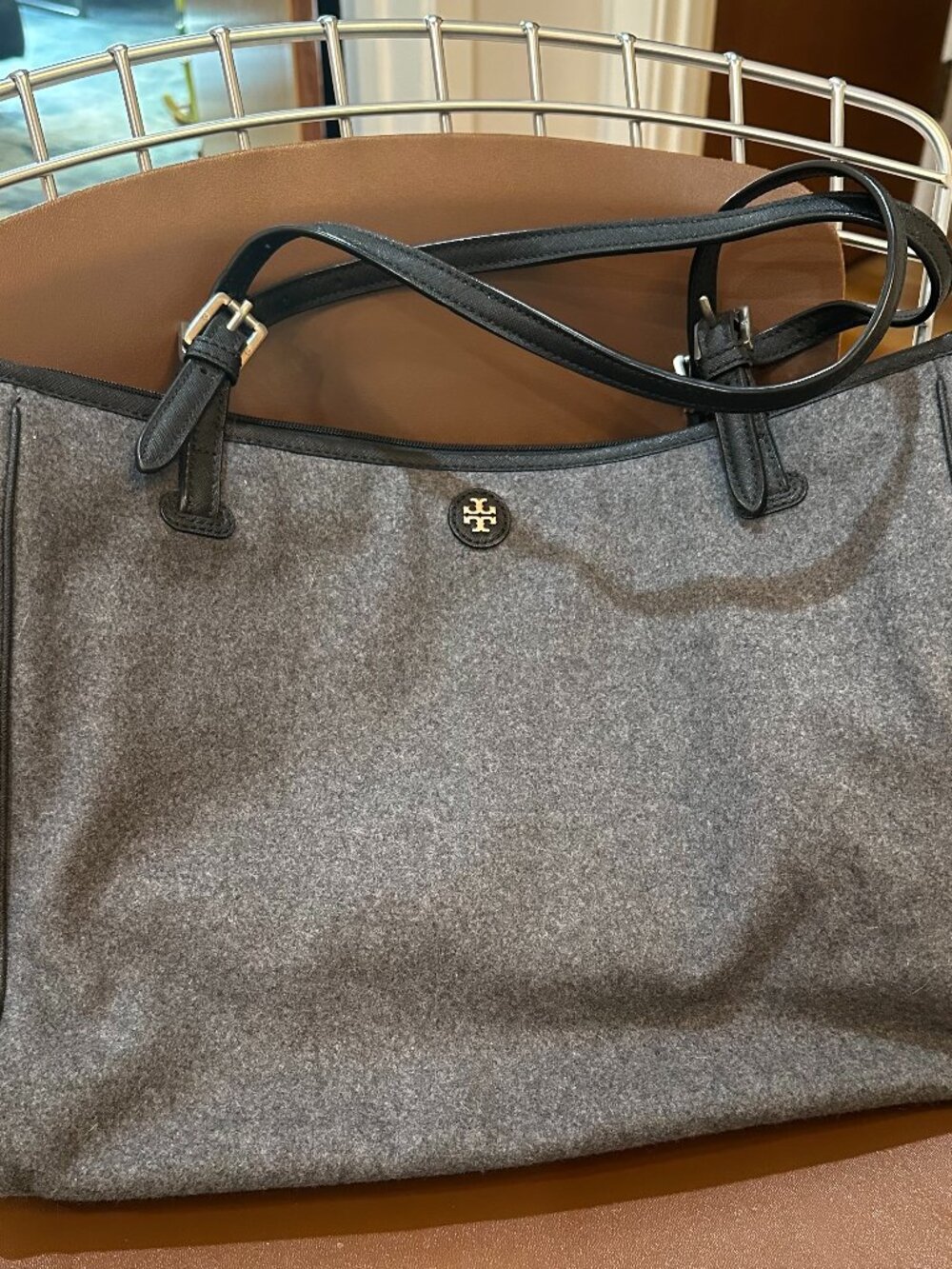Tory Burch Gray Wood Tote